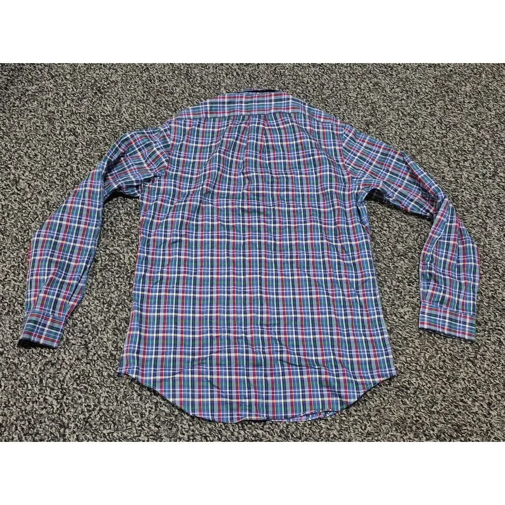 Ralph Lauren Shirt Men's Medium Blue Multi Plaid Long Sleeve‎ Cotton Button Down